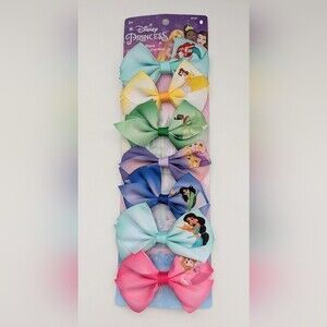 NWT 7 Colorful Disney Princess Hair Bow Clips